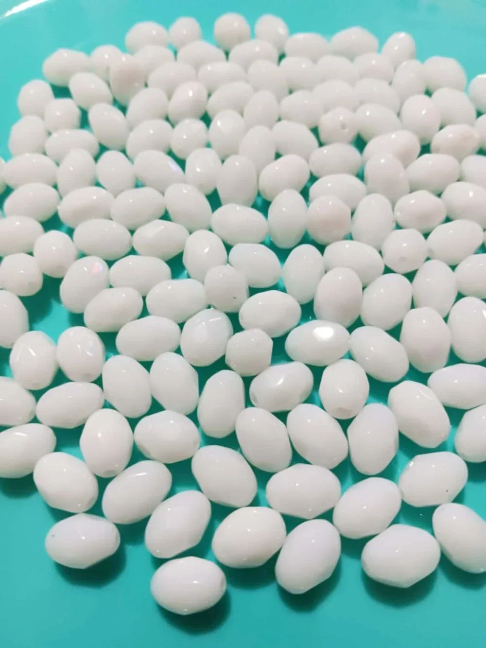 Bulk Lot of 10x8mm White Opaque Faceted Oval Glass Beads